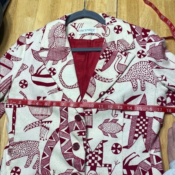 Prophecy Bohemian Women’s Blazer Red and Cream Bold Patterned - Picture 5 of 10